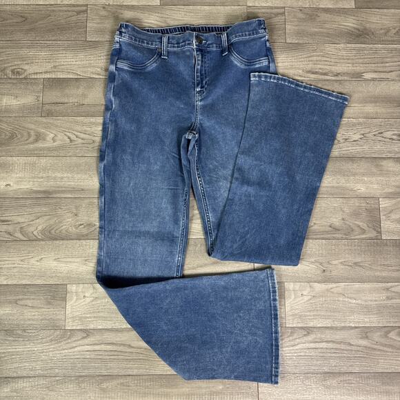Aerie High Rise Stretch Flare Leg Denim Jeans Medium Wash sz M - Picture 1 of 6